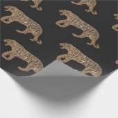 Fashionista Gold Black Glitter Tiger Pattern Cadeaupapier (Hoek)