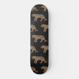 Fashionista Gold Black Glitter Tiger Pattern Persoonlijk Skateboard
