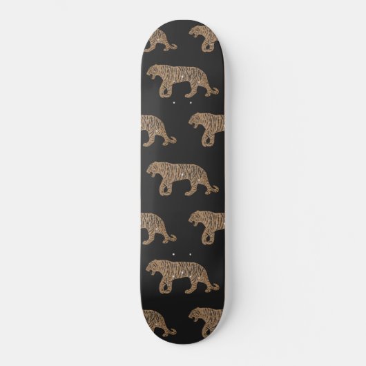 Fashionista Gold Black Glitter Tiger Pattern Persoonlijk Skateboard (Voorkant)