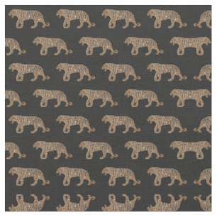Fashionista Gold Black Glitter Tiger Pattern Stof