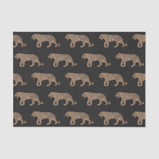 Fashionista Gold Black Glitter Tiger Pattern Tissuepapier (Voorkant)