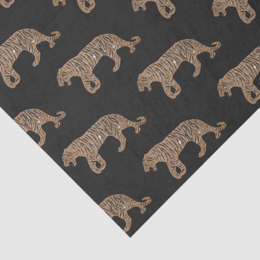 Fashionista Gold Black Glitter Tiger Pattern Tissuepapier (Detail)