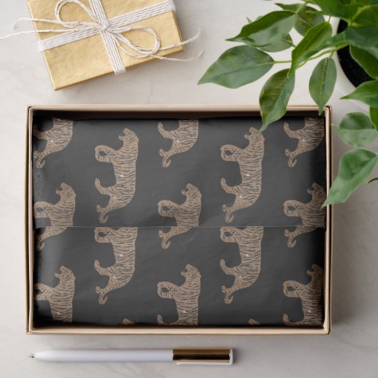 Fashionista Gold Black Glitter Tiger Pattern Tissuepapier (Geschenk)