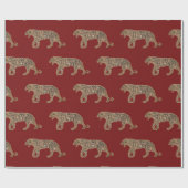 Fashionista Gold Black Red Glitter Tiger Pattern Cadeaupapier (Vlak)