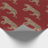 Fashionista Gold Black Red Glitter Tiger Pattern Cadeaupapier (Hoek)