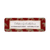 Fashionista Gold Black Red Glitter Tiger Pattern Etiket (Voorkant)