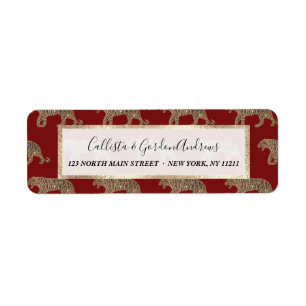 Fashionista Gold Black Red Glitter Tiger Pattern Etiket
