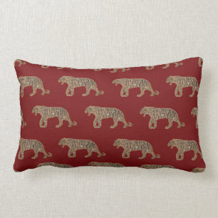 Fashionista Gold Black Red Glitter Tiger Pattern Kussen