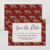 Fashionista Gold Black Red Glitter Tiger Pattern Save The Date (Voorkant / Achterkant)