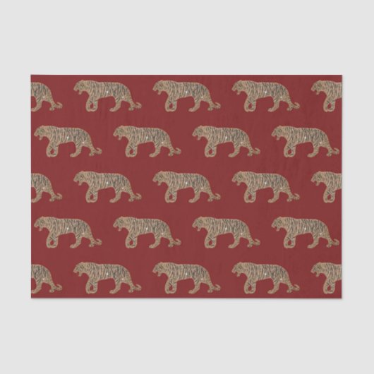 Fashionista Gold Black Red Glitter Tiger Pattern Tissuepapier (Voorkant)