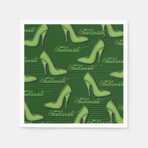 Fashionista Green Shoes Pattern Napkins Servetten