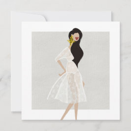 Fashionista in een witte jurk Mode Illustratie Kaart