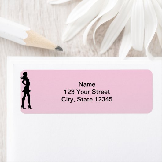 Fashionista in roze en grijs etiket