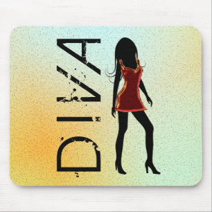 Fashionista Mode Diva in Red Dress Mousepad Muismat