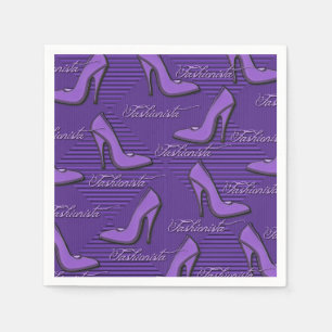 Fashionista Paarse Shoes Pattern Napkins Servetten