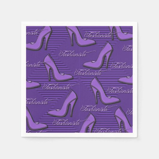 Fashionista Paarse Shoes Pattern Napkins Servetten (Voorkant)