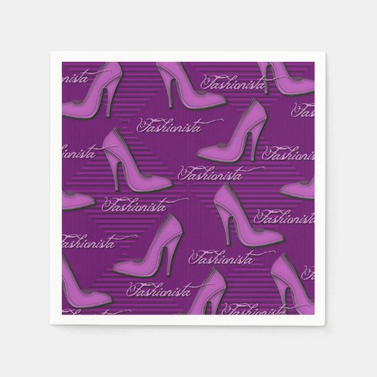 Fashionista Pink Shoes Pattern Napkins Servetten (Voorkant)