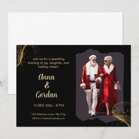 Fashionista Santa Vakantie uitnodiging (Voorkant / Achterkant)