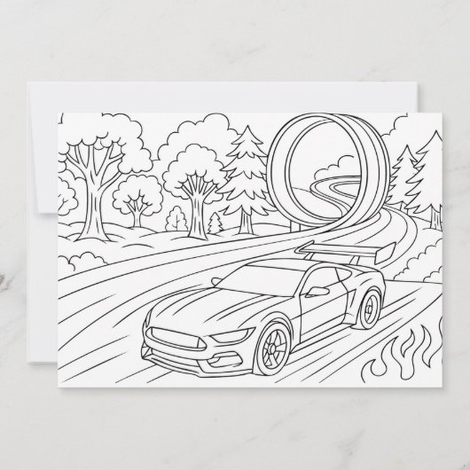 Fast Car 5th Birthday Party Theme Kaart (Achterkant)