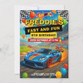 Fast Car Racing verjaardagsfeestje Kaart (Voorkant)