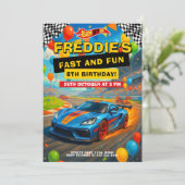 Fast Car Racing verjaardagsfeestje Kaart (Staand voorkant)