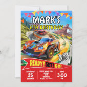 Fast Cars Racing Party voor jongens Kaart (Voorkant)