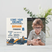 Fast Cars Verjaardag Uitnodiging met foto (Staand voorkant)