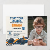 Fast Cars Verjaardag Uitnodiging met foto (Voorkant / Achterkant)