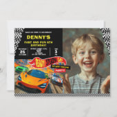 Fast Cars Verjaardagsfeest Foto Kaart (Voorkant)