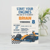 Fast Cars verjaardagsuitnodiging Kaart (Staand voorkant)