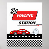 Fast een retro rode race auto jongen verjaardag BR Poster (Voorkant)