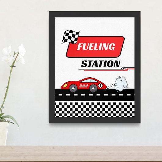 Fast een retro rode race auto jongen verjaardag BR Poster