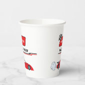 Fast een rode race auto jongen 1e verjaardag papieren bekers (Links)