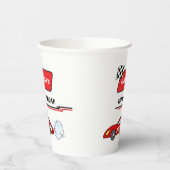 Fast een rode race auto jongen 1e verjaardag papieren bekers (Links)