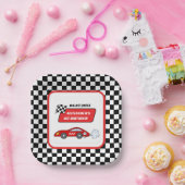 Fast een rode raceauto racejongen 1e verjaardag papieren bordje (Feest)