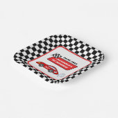 Fast een rode raceauto racejongen 1e verjaardag papieren bordje (Gebogen)