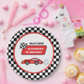 Fast een rode raceauto racejongen 1e verjaardag papieren bordje (Feest)