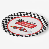 Fast een rode raceauto racejongen 1e verjaardag papieren bordje (Gekanteld)