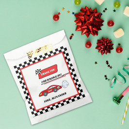 Fast een rode retro race auto thema jongen verjaar bedankzakje