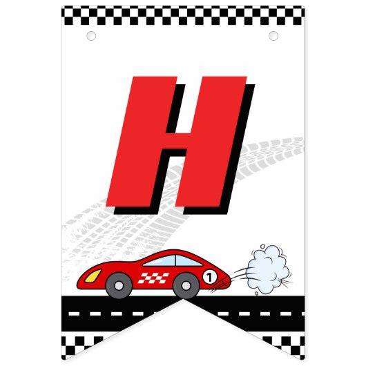 FAST één rode retro race auto thema racer verjaard Vlaggetjes (Tweede vlag)