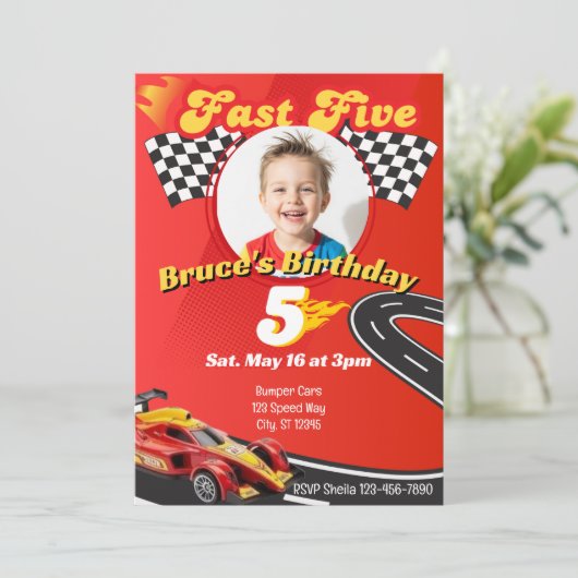 Fast Five, Picture Racing 5th Birthday Kaart (Staand voorkant)