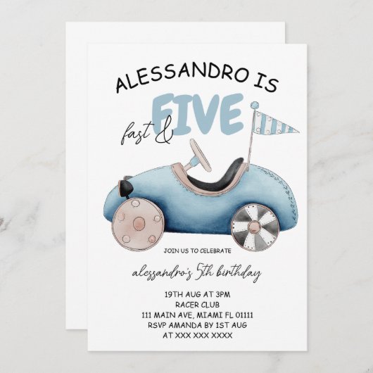Fast & Five Race Auto 5e verjaardag Kaart (Voorkant / Achterkant)