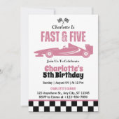 Fast & Five Race Car Gir 5e verjaardagsfeest Kaart (Voorkant)