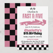 Fast & Five Race Car Gir 5e verjaardagsfeest Kaart (Voorkant / Achterkant)