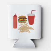 Fast Food Burger Fries Illustratie BBQ Blikjeskoeler (Achterkant)