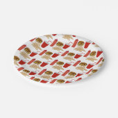 Fast Food Burger Fries Patroon BBQ Papieren Bordje (Gekanteld)