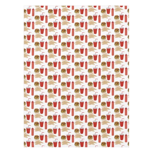 Fast Food Burger Fries Patroon BBQ Picknick Tafelkleed (Voorkant)