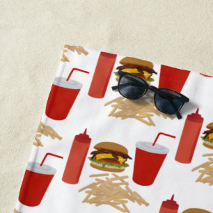Fast Food Burger Fries Patroon BBQ Strandlaken