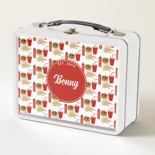 Fast Food Burger Fries Patroon Monogram (Voorkant)