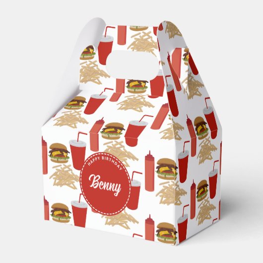 Fast Food Burger Fries Patroon Verjaardag Bedankdoosjes (Achterkant)